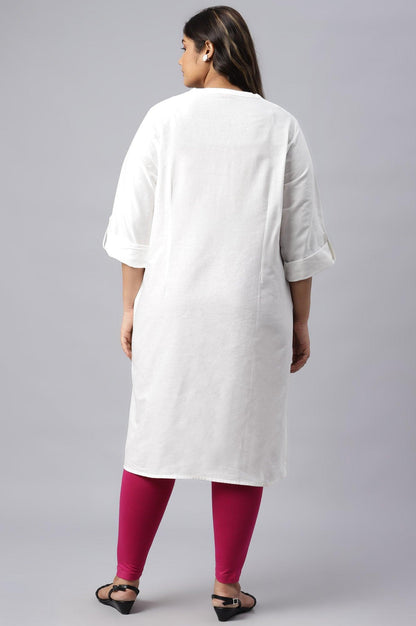 Ecru Half Placket Plus Size Shirt kurta - wforwoman