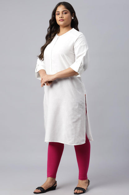 Ecru Half Placket Plus Size Shirt kurta - wforwoman