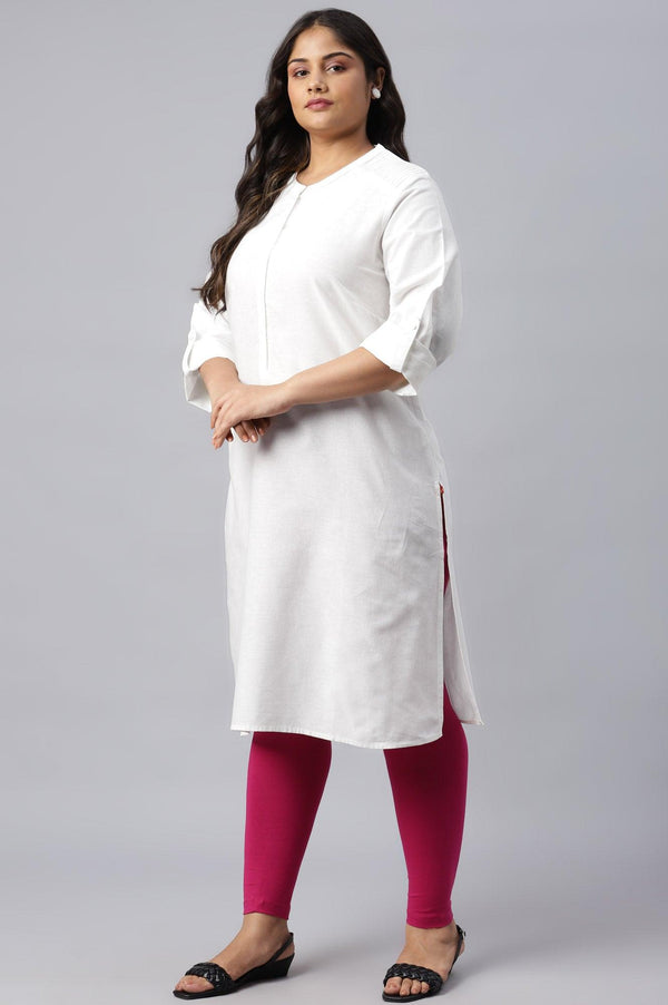 Ecru Half Placket Plus Size Shirt kurta