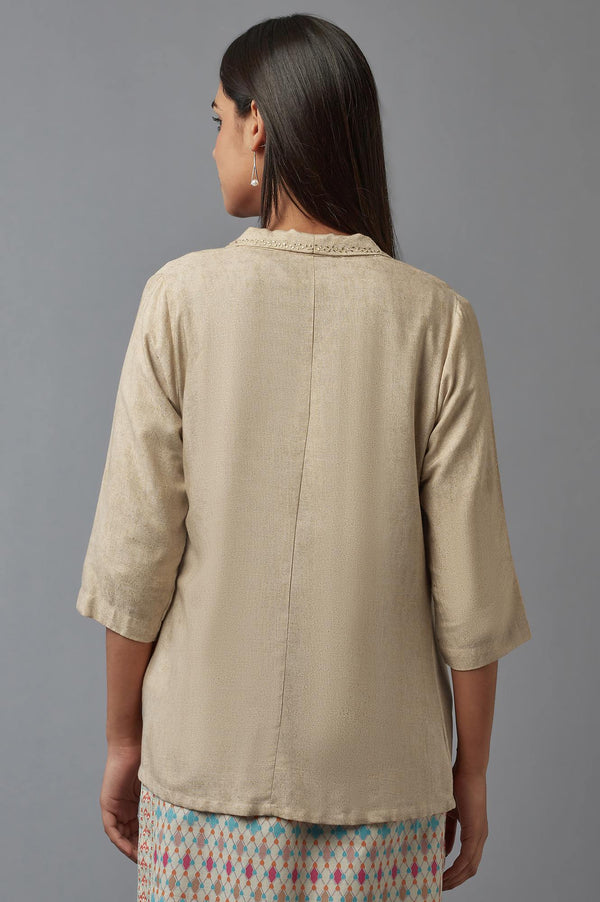 Almond Beige Printed Shrug