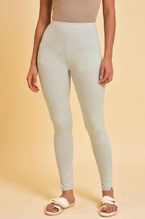 Greyish Green Ankle Length Tights - wforwoman