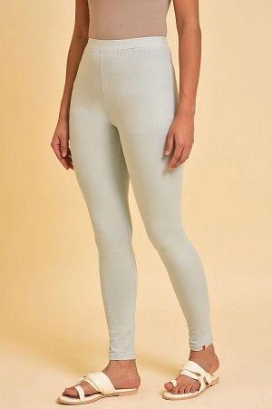 Greyish Green Ankle Length Tights - wforwoman