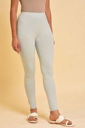 Greyish Green Ankle Length Tights - wforwoman