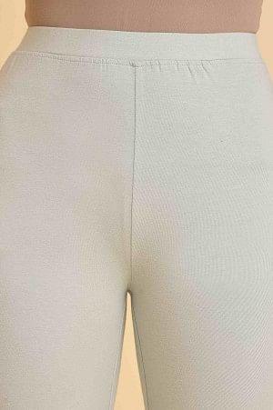 Greyish Green Ankle Length Tights - wforwoman