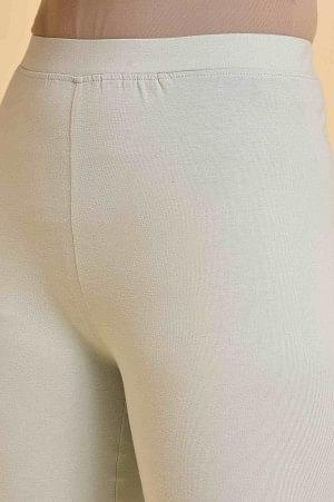 Greyish Green Ankle Length Tights - wforwoman