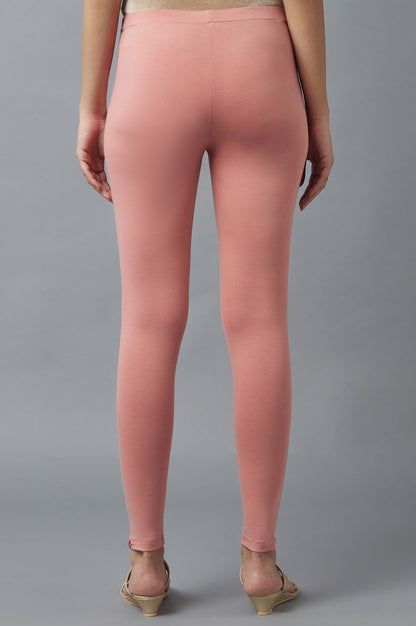 Pink Solid Cotton Tights