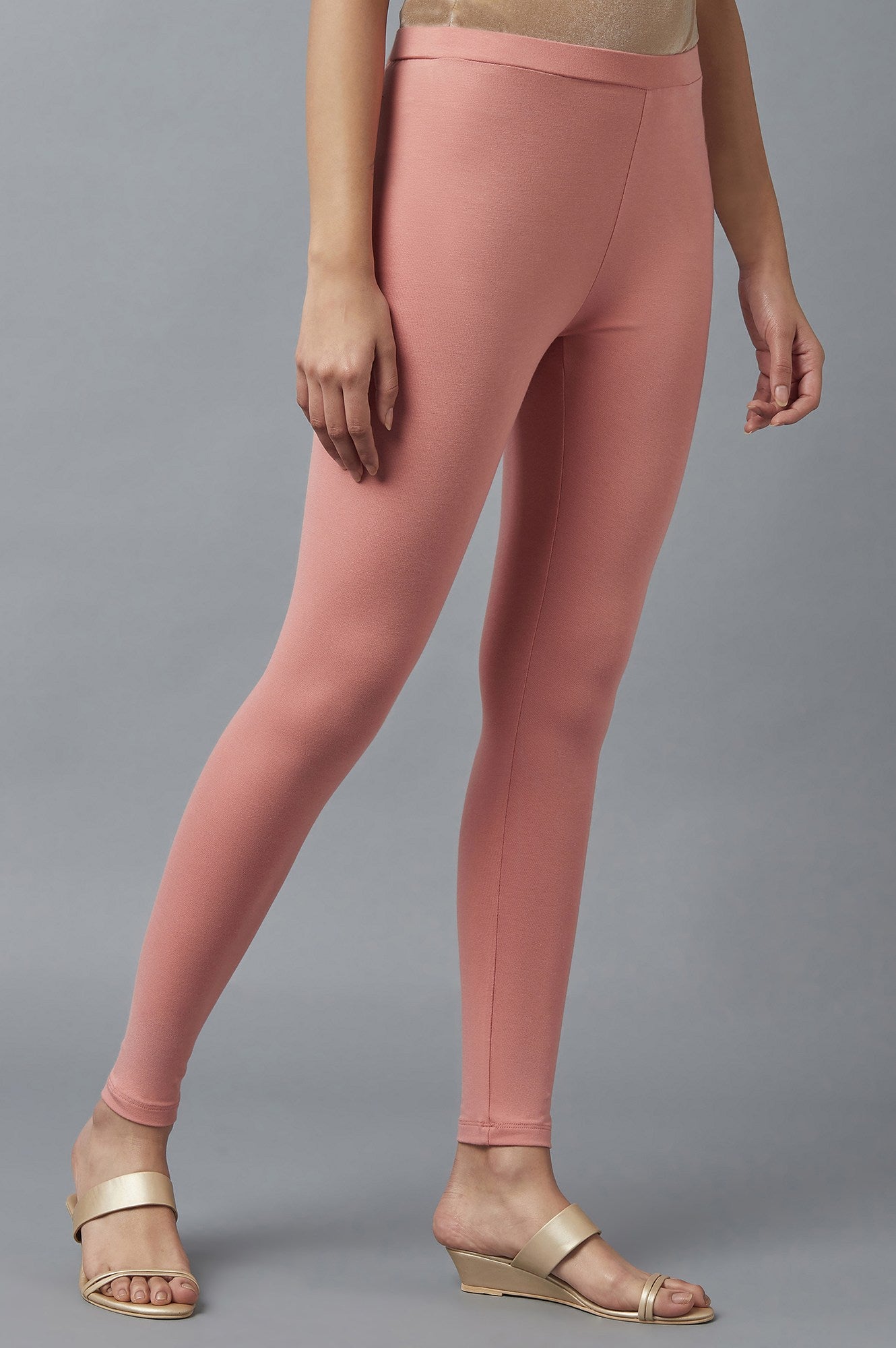 Pink Solid Cotton Tights