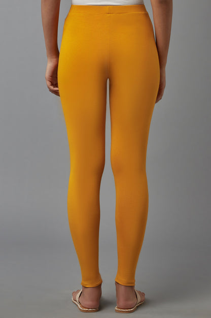 Deep Yellow Solid Cotton Tights
