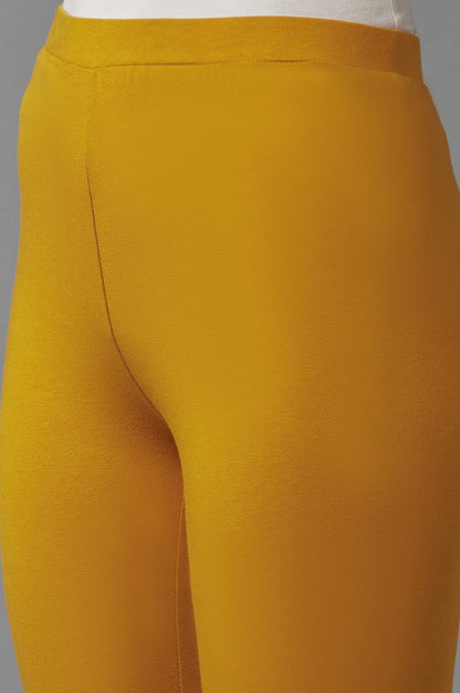 Deep Yellow Solid Cotton Tights