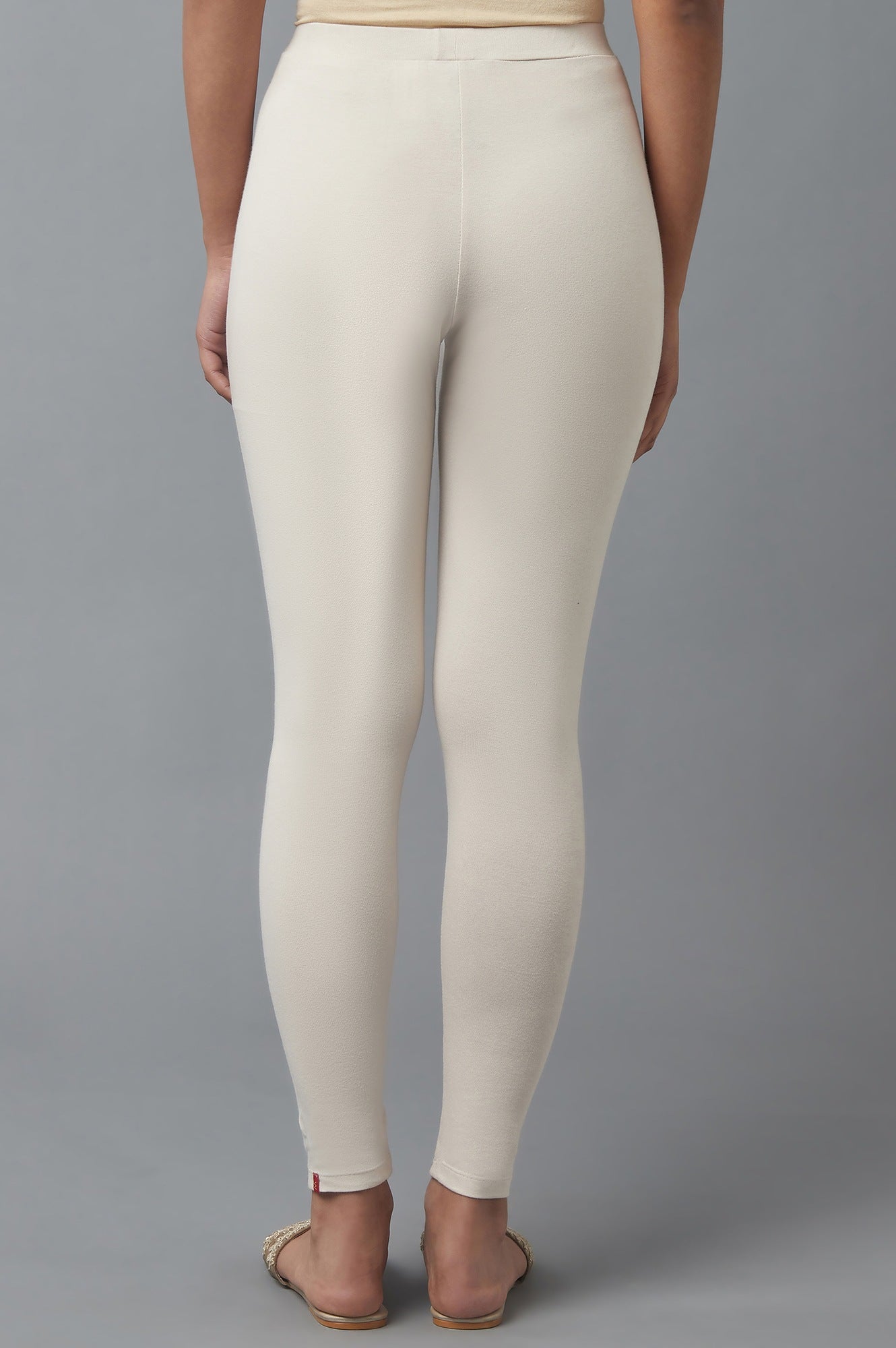 Ecru Solid Cotton Tights