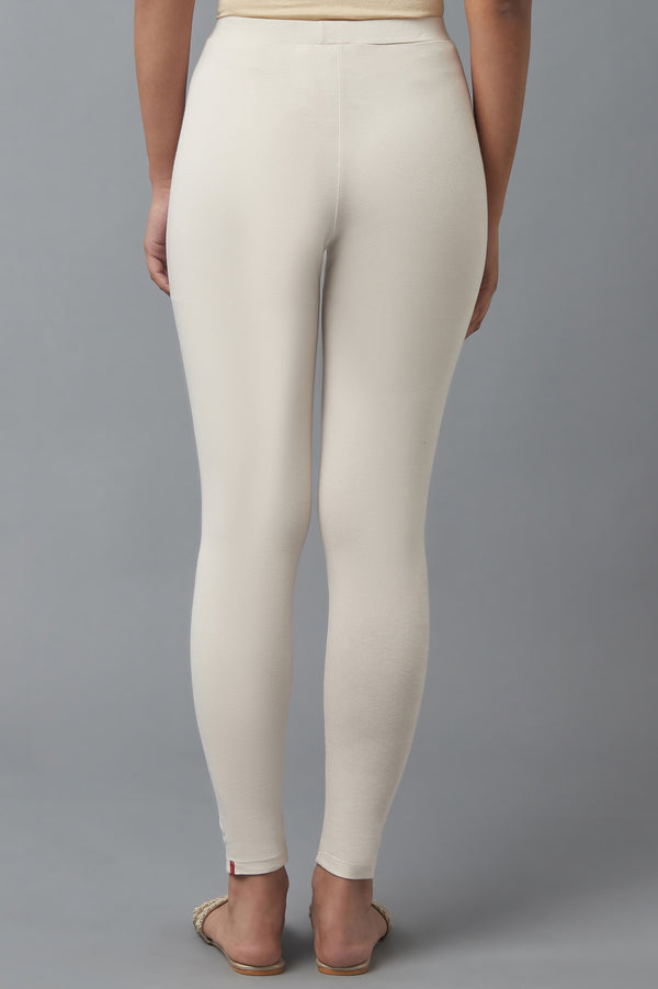 Ecru Solid Cotton Tights