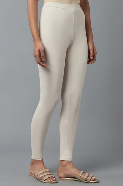 Ecru Solid Cotton Tights