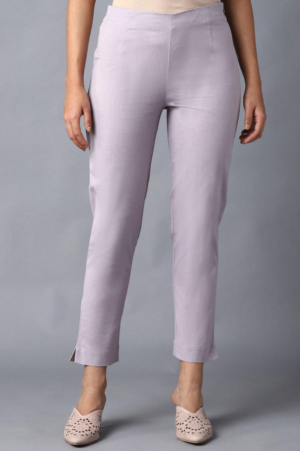 Light Purple Solid Slim Pants for Women