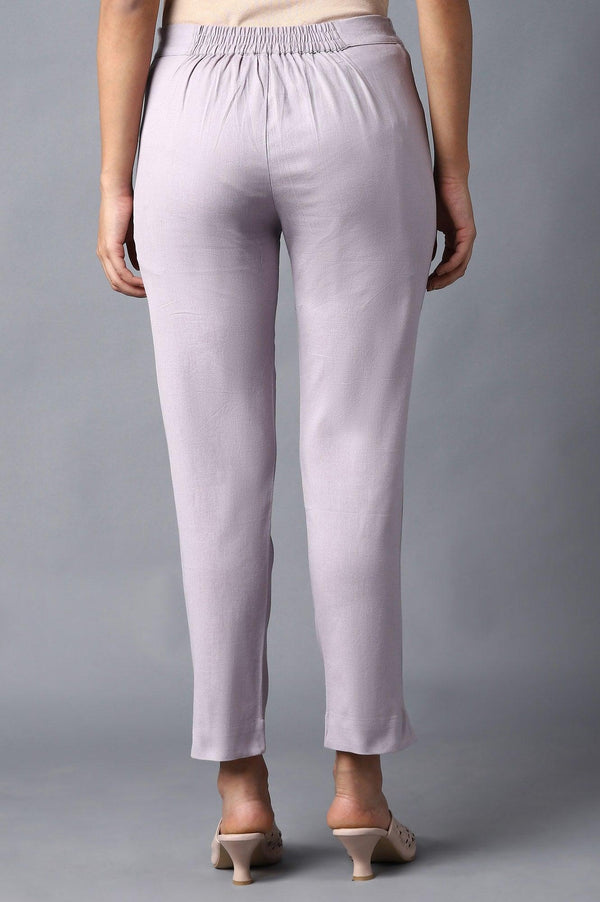 Light Purple Solid Slim Pants for Women