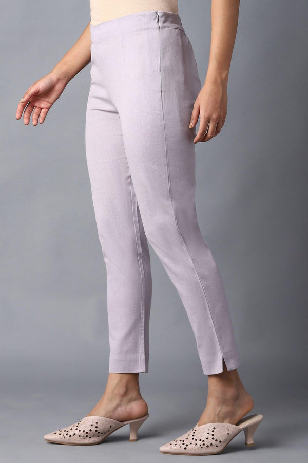 Light Purple Solid Slim Pants for Women