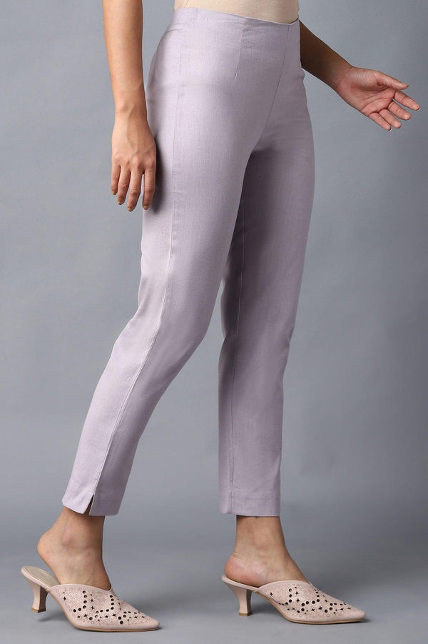 Light Purple Solid Slim Pants for Women