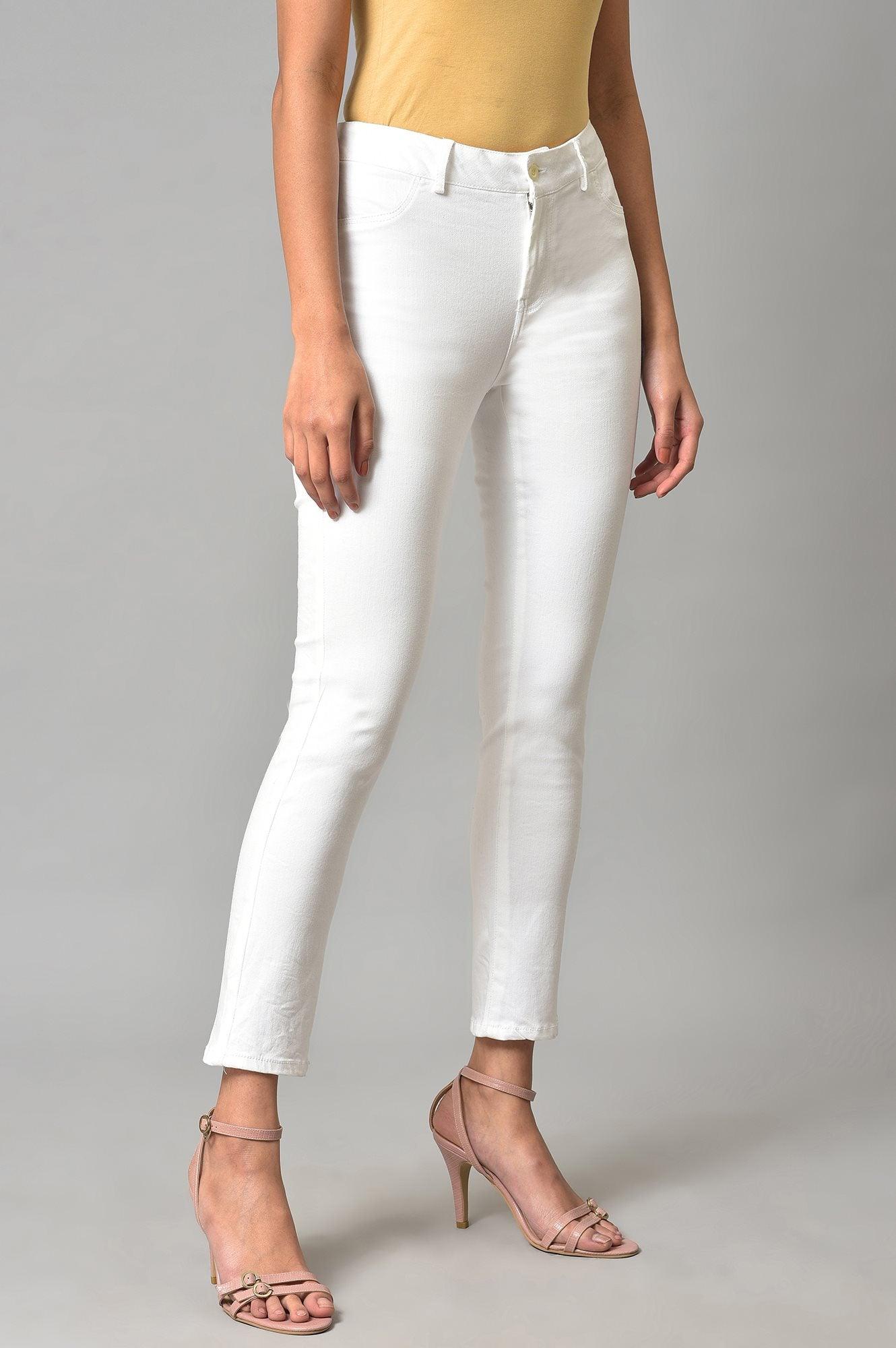 White Denim Casual Jeggings - wforwoman