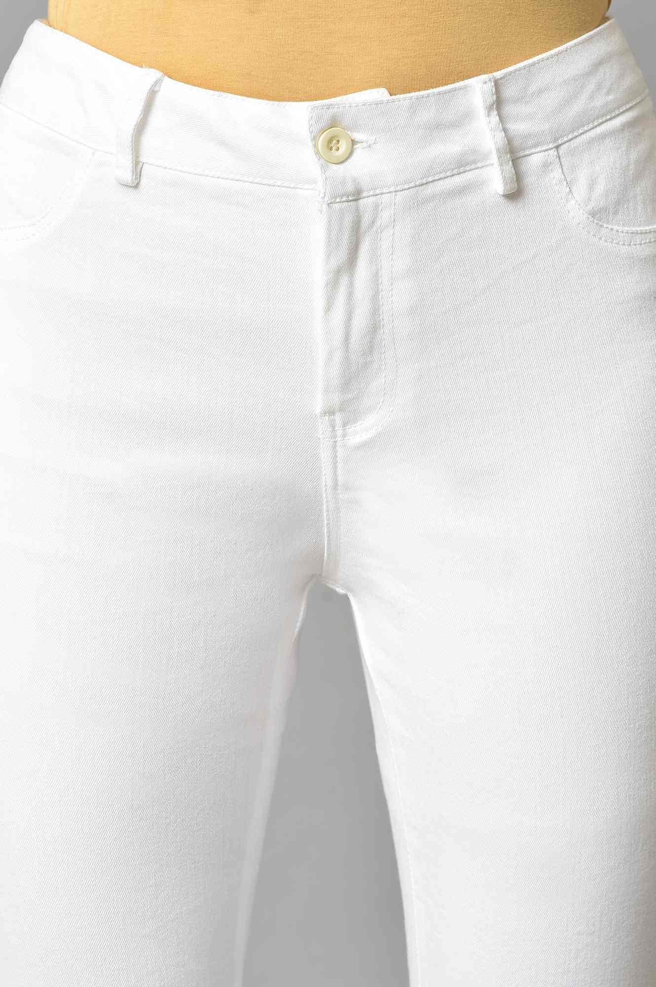 White Denim Casual Jeggings - wforwoman