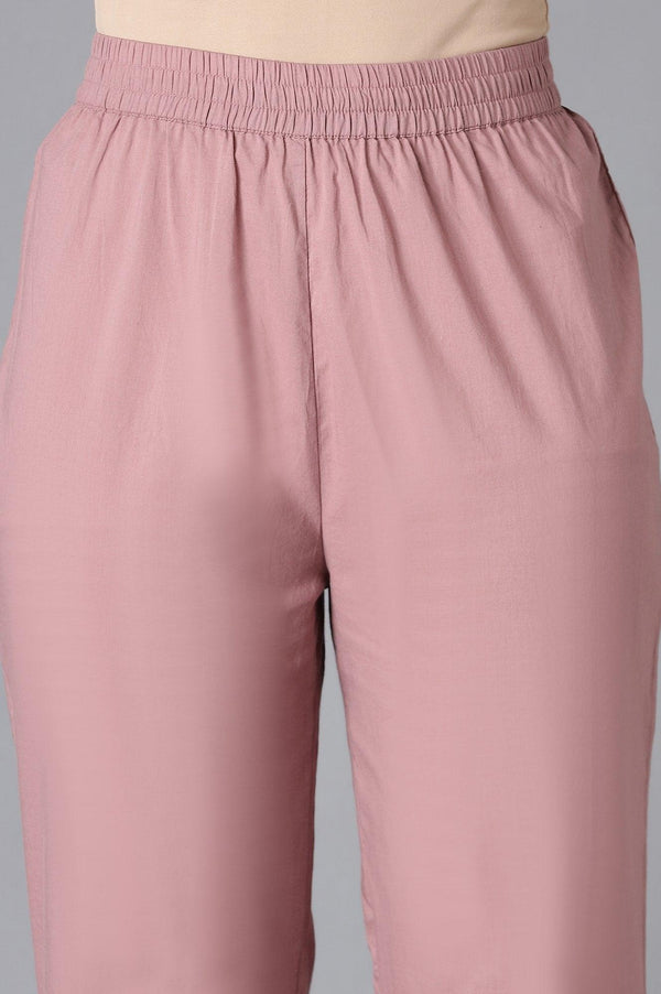 Dark Pink Embroidered Straight Pants