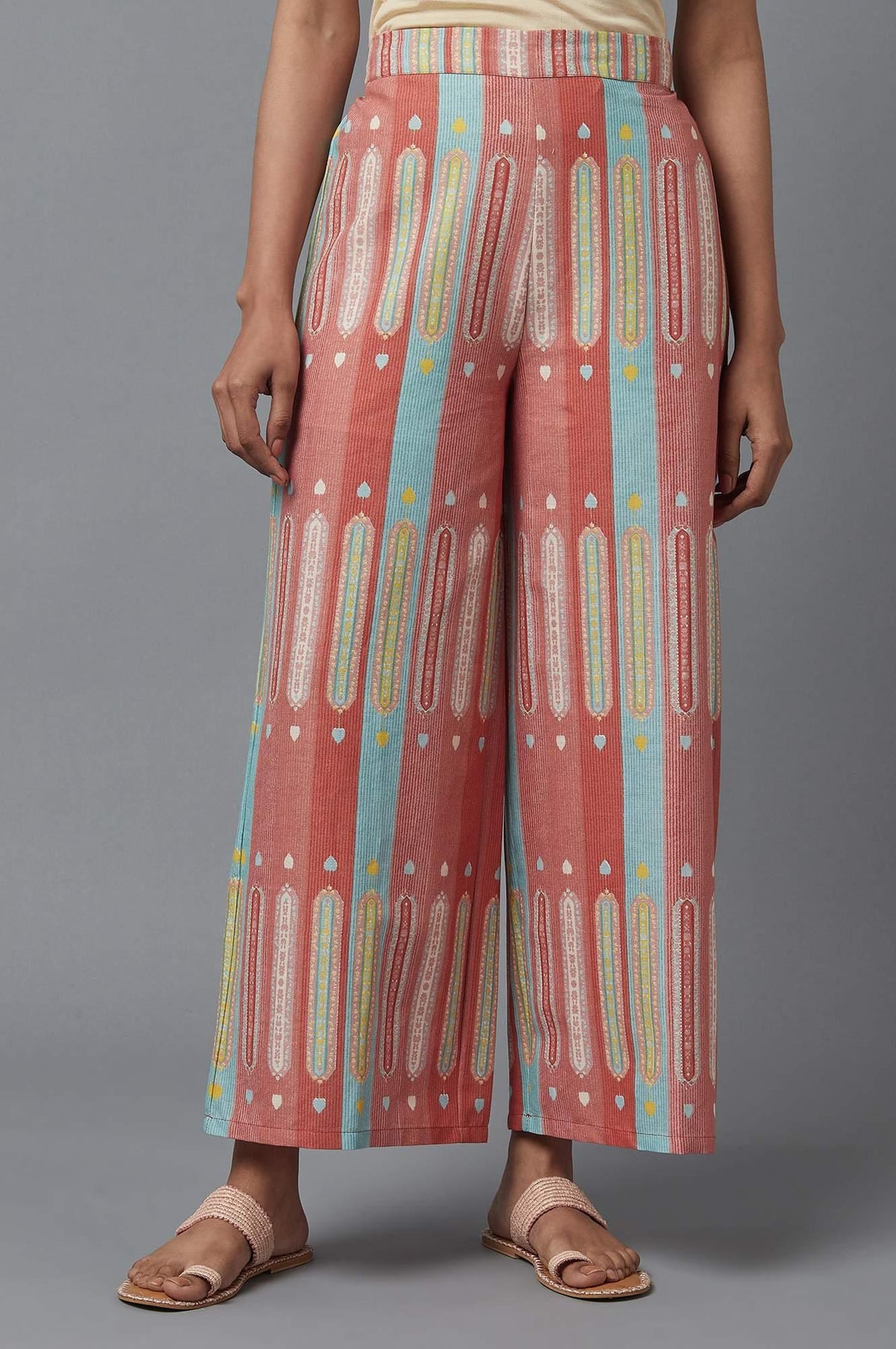 Orange Printed Parallel Pants - XS