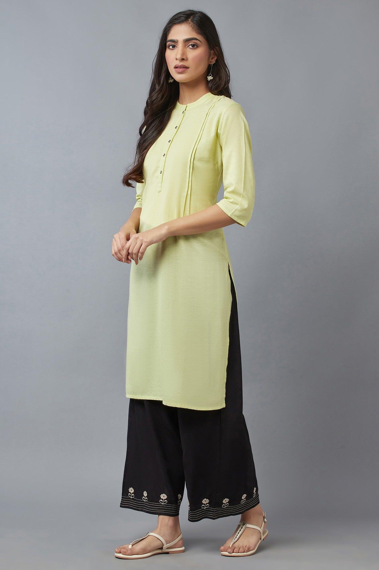 Jet Black Embroidered Parallel Pants - wforwoman