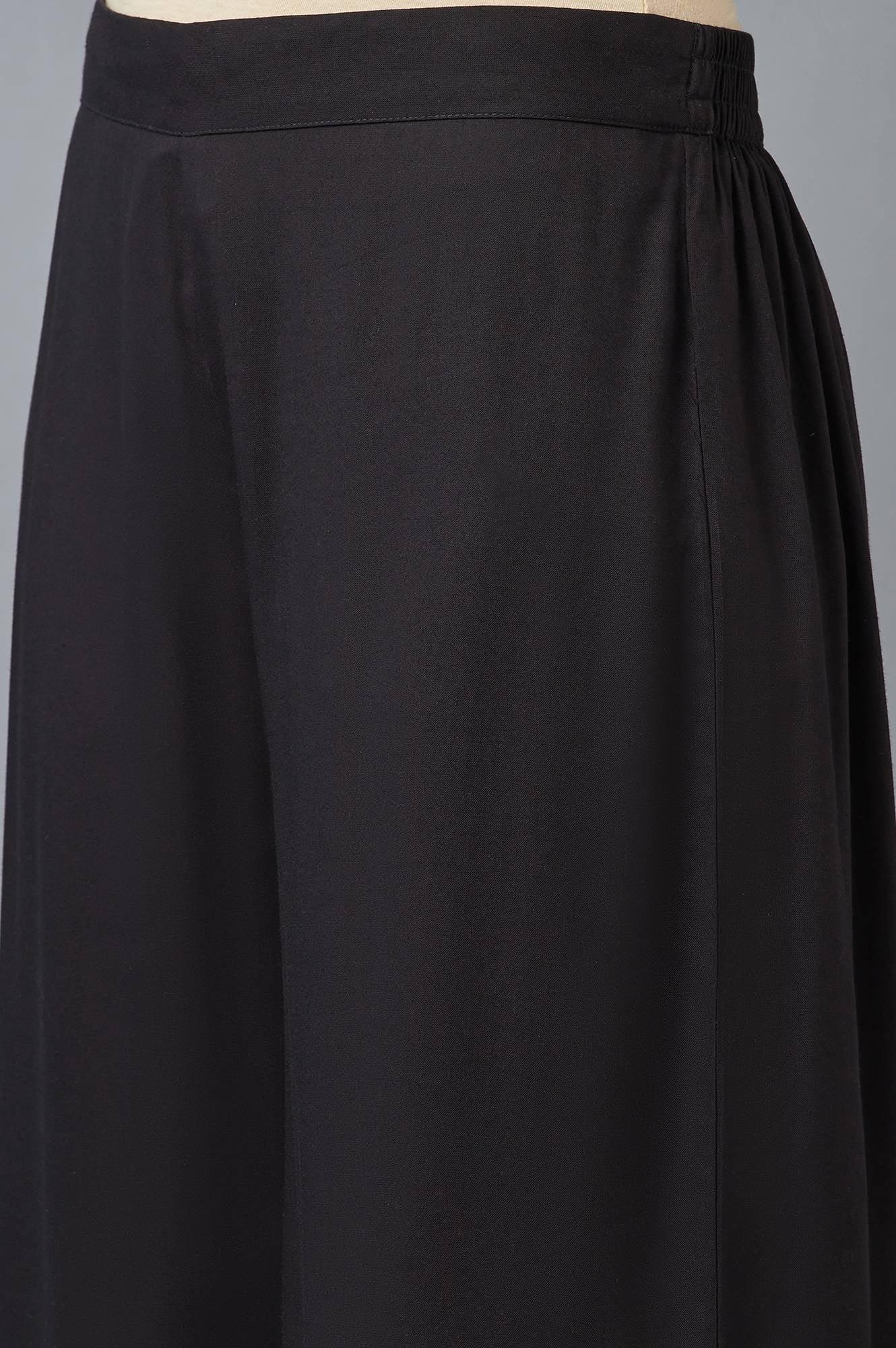 Jet Black Embroidered Parallel Pants - wforwoman