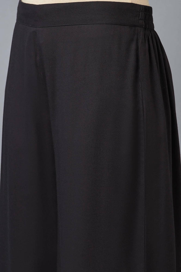 Jet Black Embroidered Parallel Pants