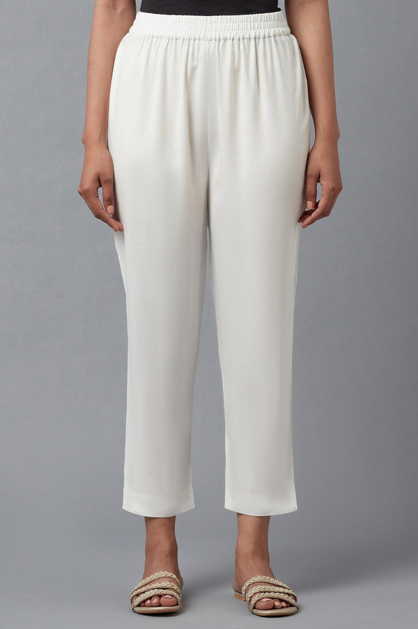 Ecru Straight Silhouette Slim Pants