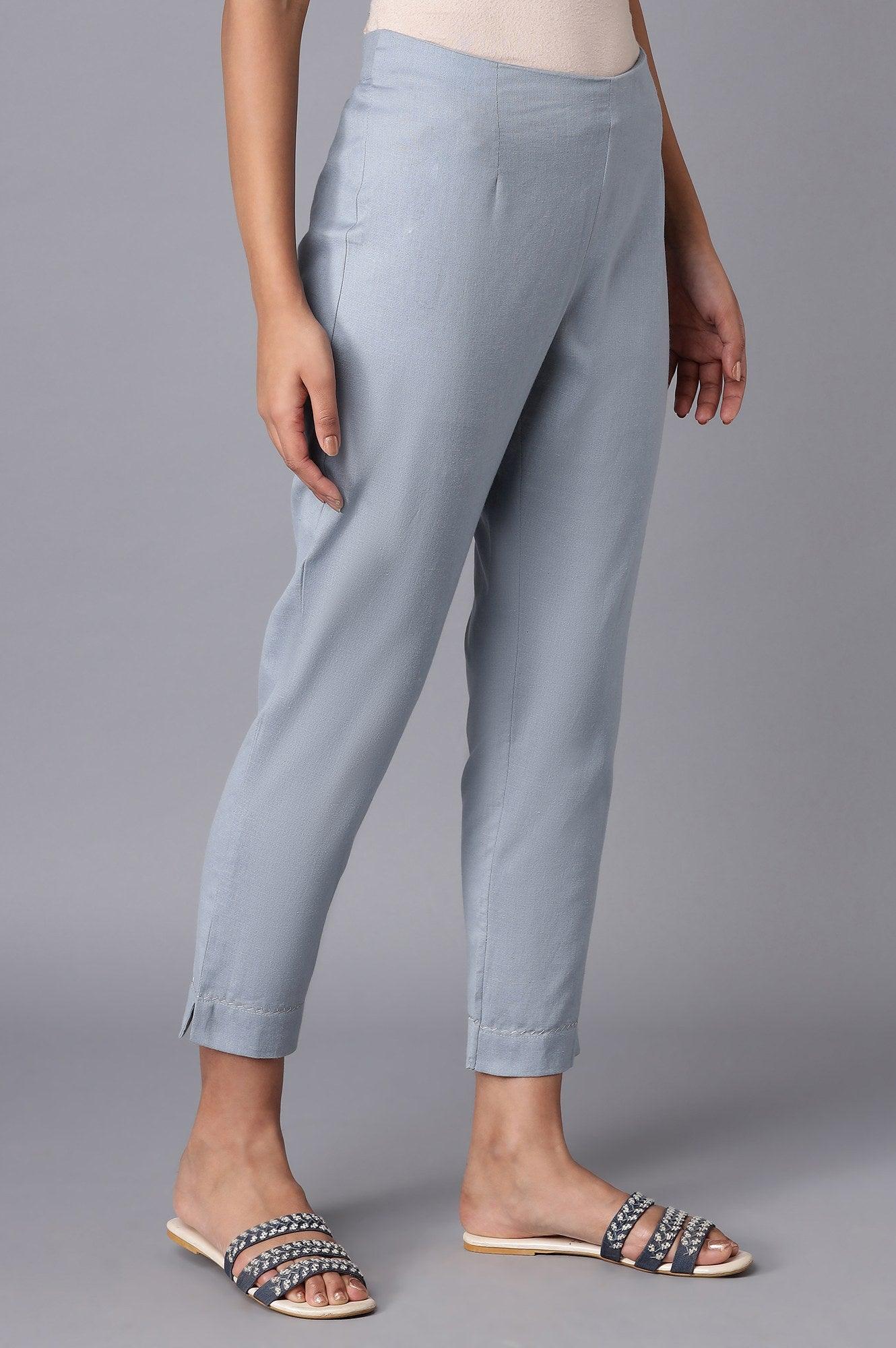 Blue Chambray Slim Pants - wforwoman
