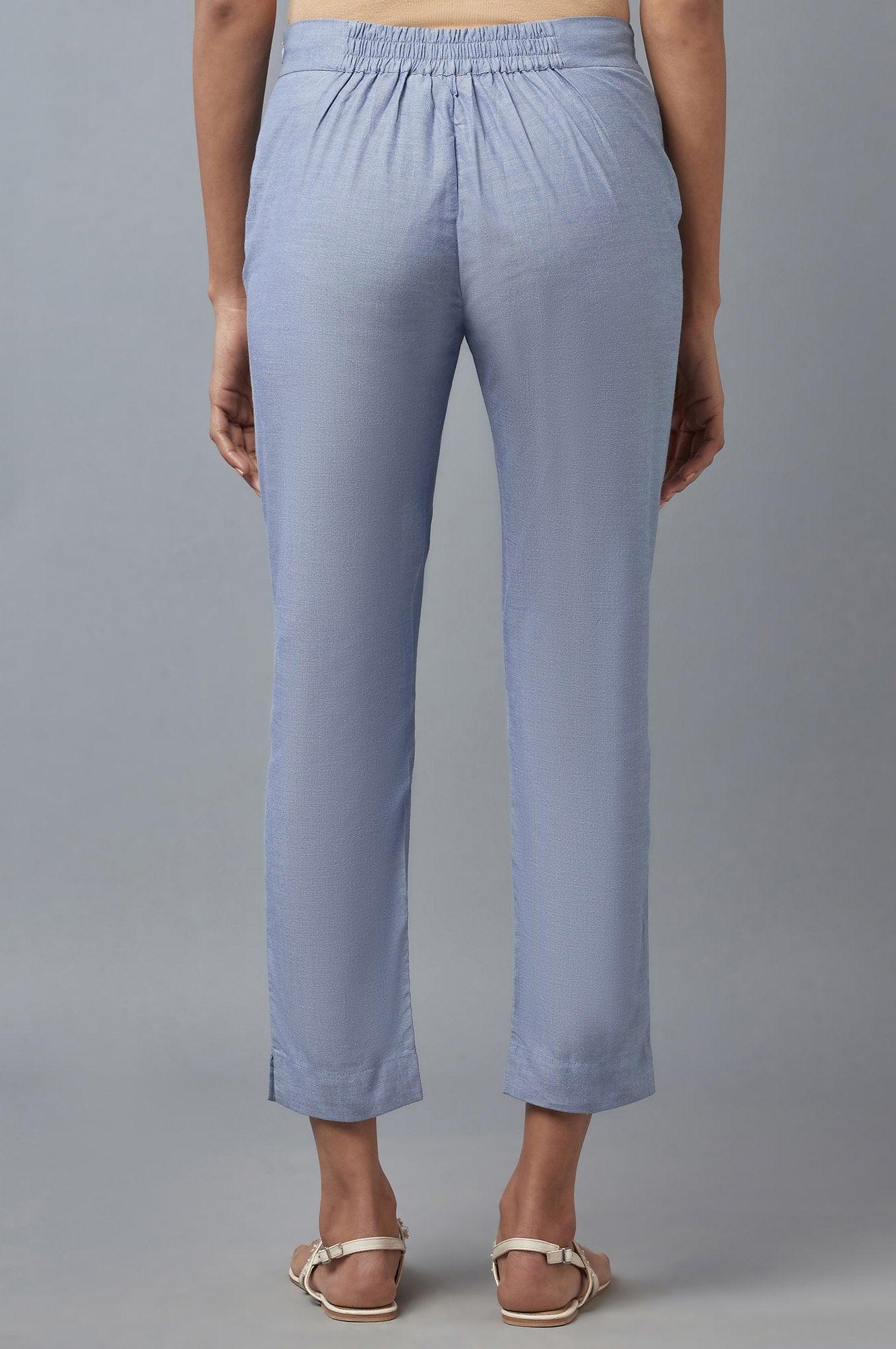 Chambray Blue Slim Pants - wforwoman