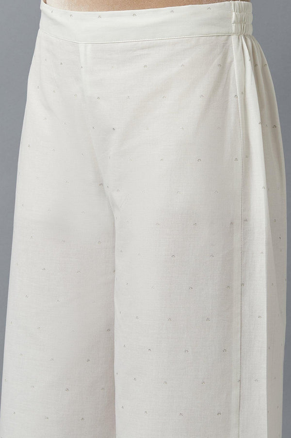 Ecru Parallel Pants with Yellow Prints