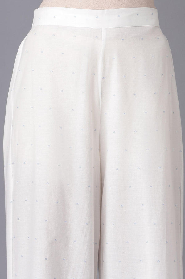 Ecru Parallel Pants with Blue Prints