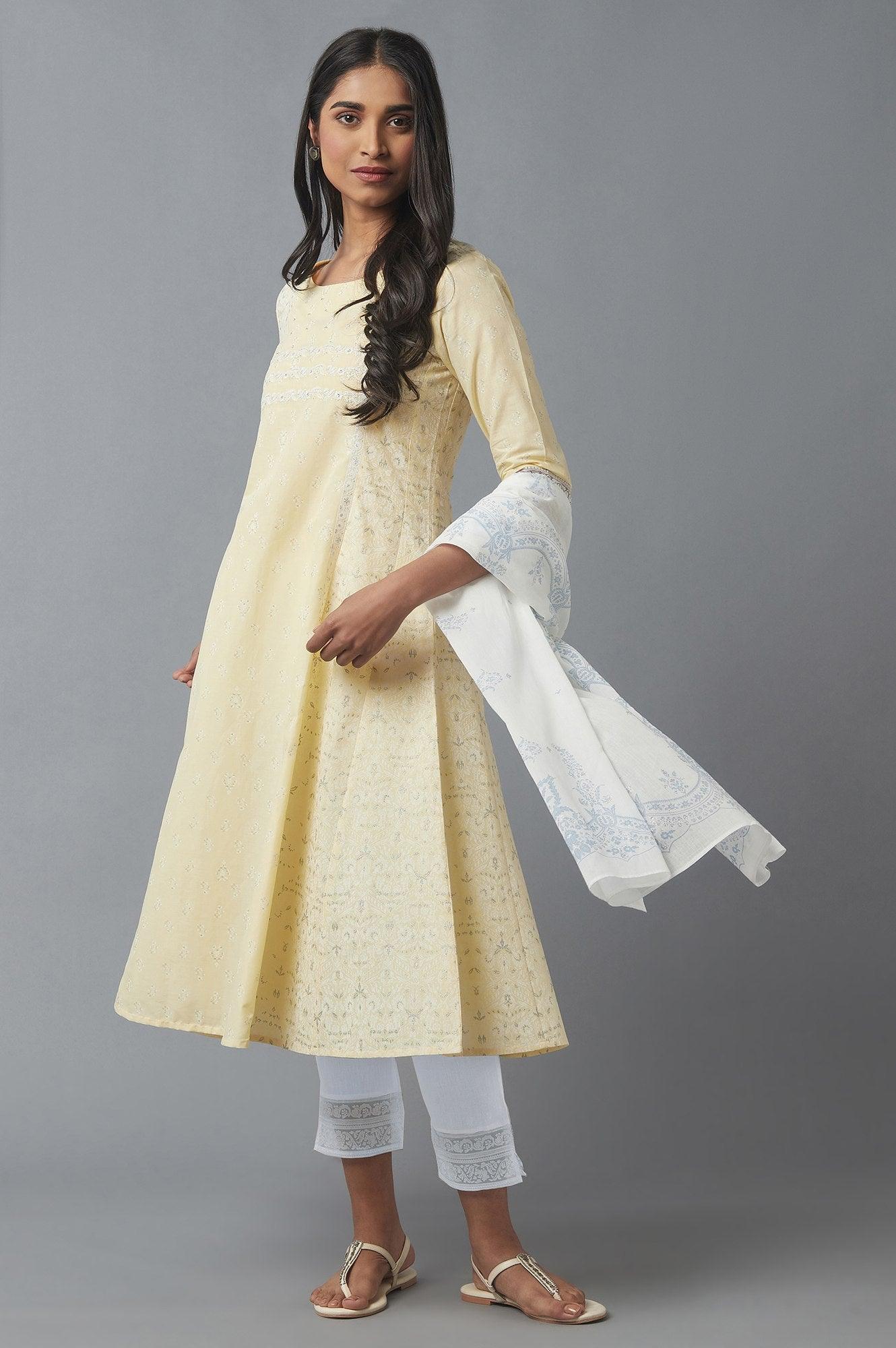 Ecru Slim Pants with Brasso Panel - wforwoman