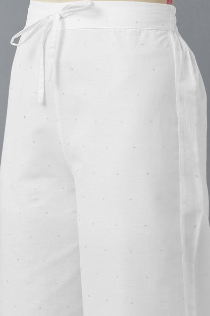 Ecru Parallel Pants with Embroidered Organza Panel - wforwoman