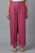 Pink Solid Slim Pants With Embroidery - wforwoman