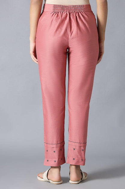 Light Red Flax Solid Slim Pants - wforwoman