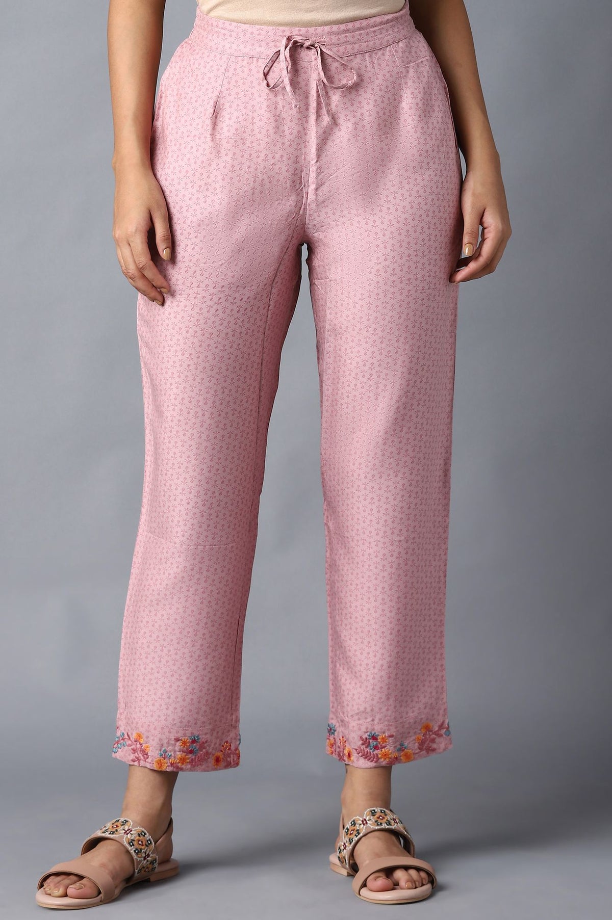 Nectar Pink Floral Printed Straight Pants - 5XL