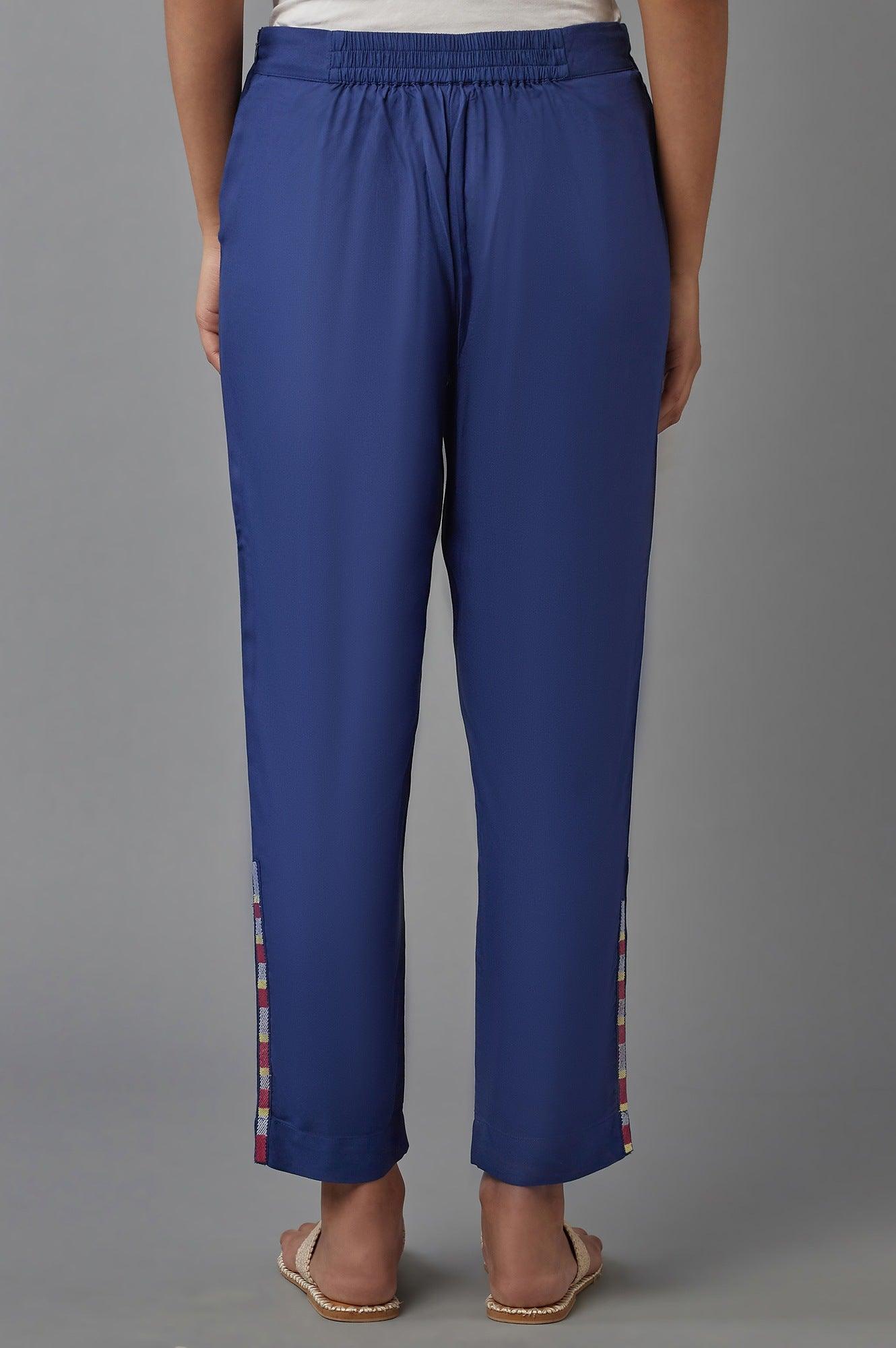 Ink Blue Solid Slim Pants - wforwoman
