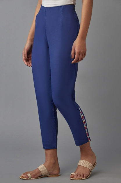 Ink Blue Solid Slim Pants - wforwoman