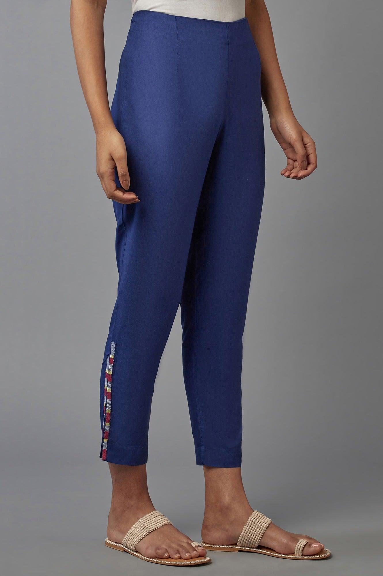 Ink Blue Solid Slim Pants - wforwoman