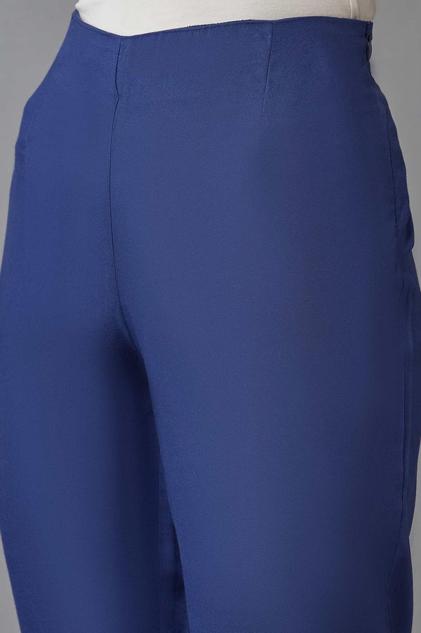Ink Blue Solid Slim Pants