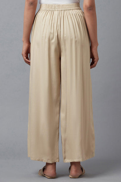 Beige Straight Silhouette Flared Pants - wforwoman