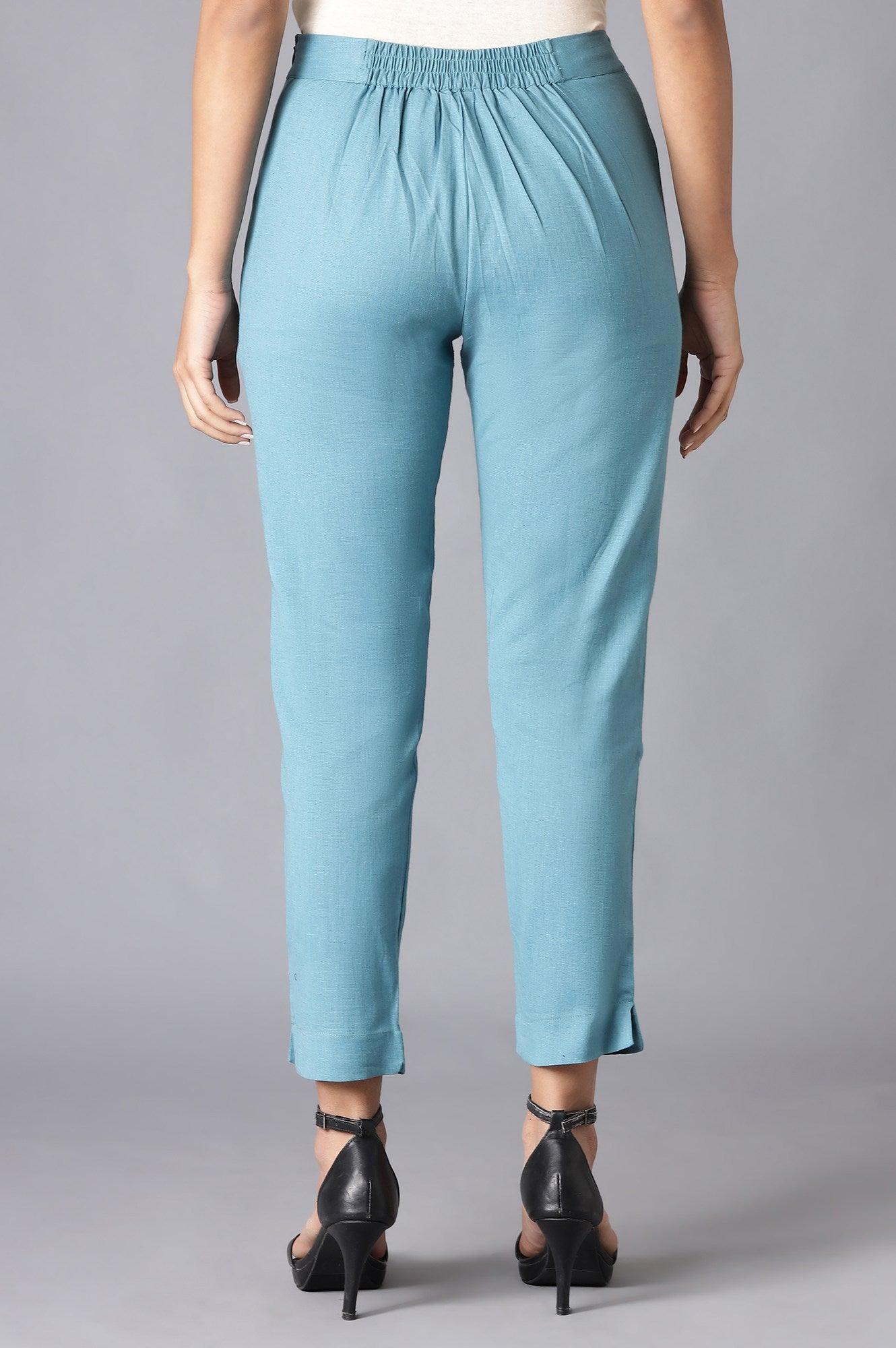 Darkteal Solid Slim Pants - wforwoman