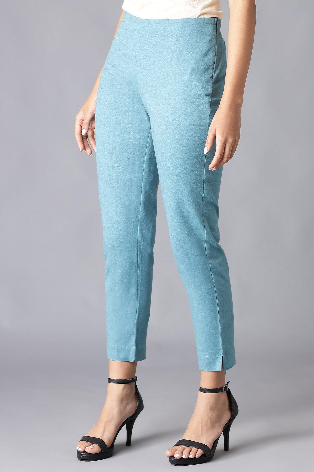 Darkteal Solid Slim Pants - wforwoman