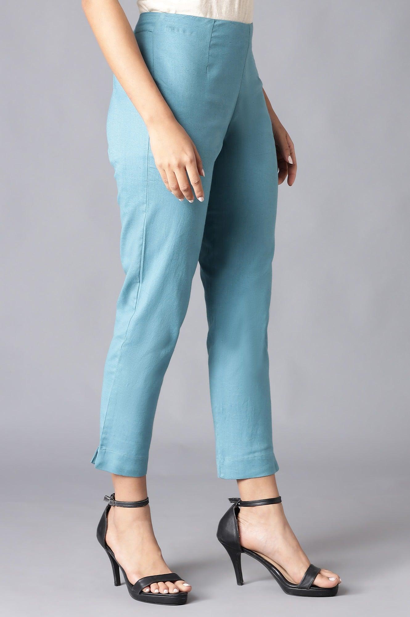 Darkteal Solid Slim Pants - wforwoman