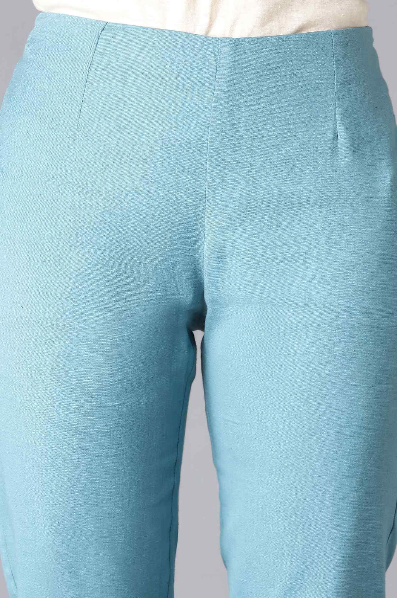 Darkteal Solid Slim Pants - wforwoman