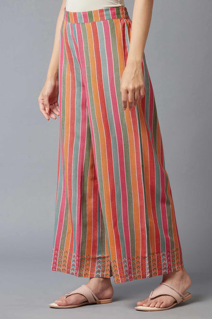 Bright Multicoloured Stripe Printed Parallel Pants - wforwoman
