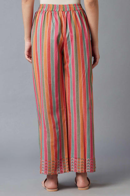 Bright Multicoloured Stripe Printed Parallel Pants - wforwoman