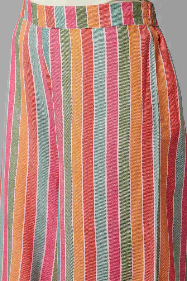 Bright Multicoloured Stripe Printed Parallel Pants