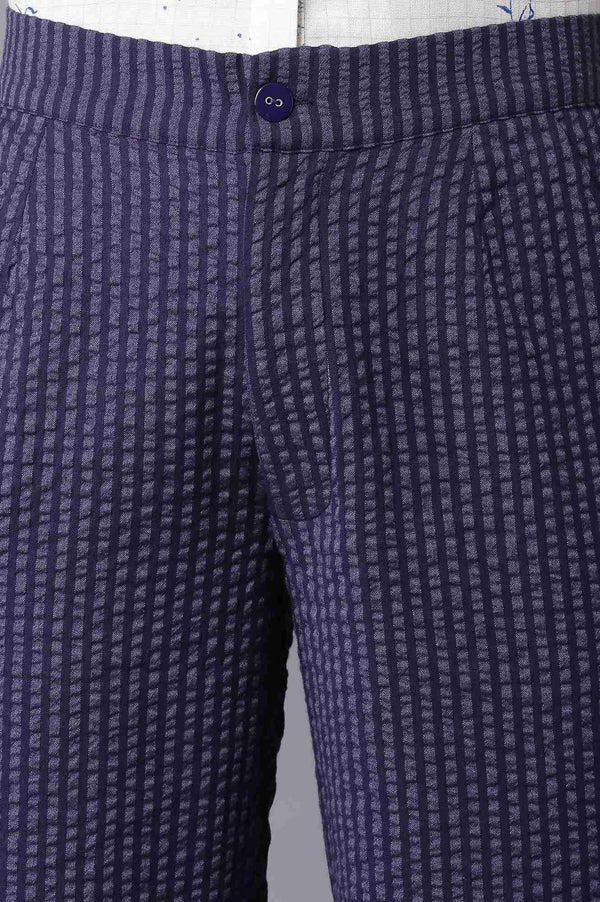 Dark Blue Stripe Slim Pants
